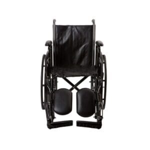 A wheelchair with the back rest folded down.