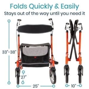 A picture of the size and length of a walker.