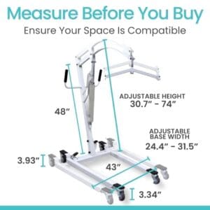 A picture of the measurements for this medical device.