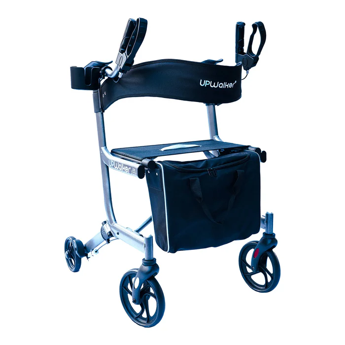 A walker with wheels and seat attached to it.