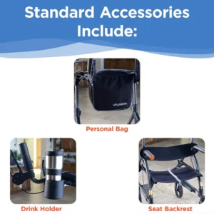 A picture of the contents of a wheelchair.