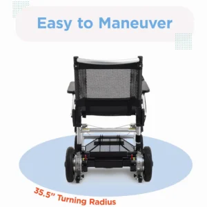 A wheelchair with the text " easy to maneuver ".