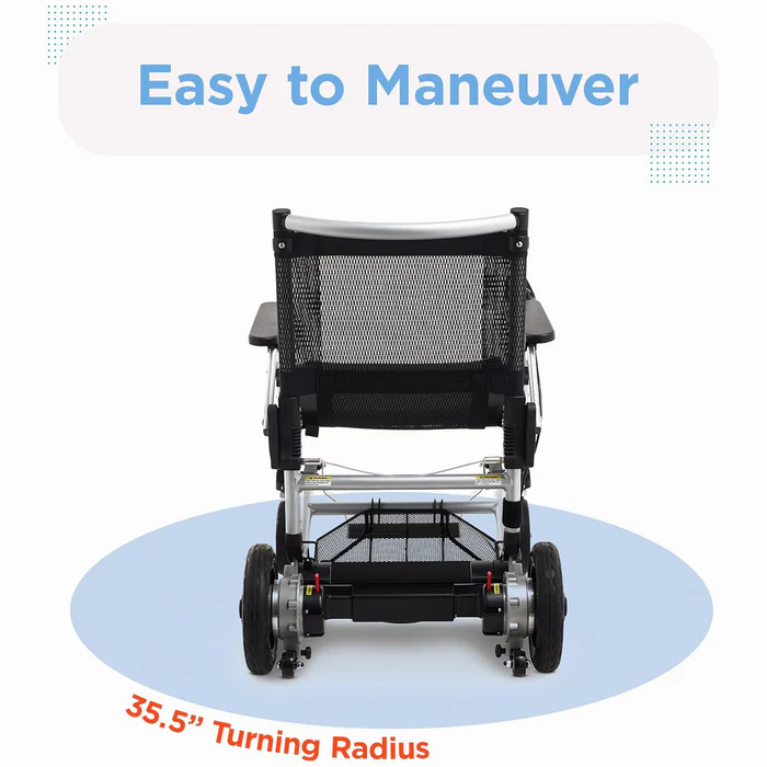 A wheelchair with the text " easy to maneuver ".