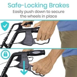 A man is holding onto the handle bars of his bike.
