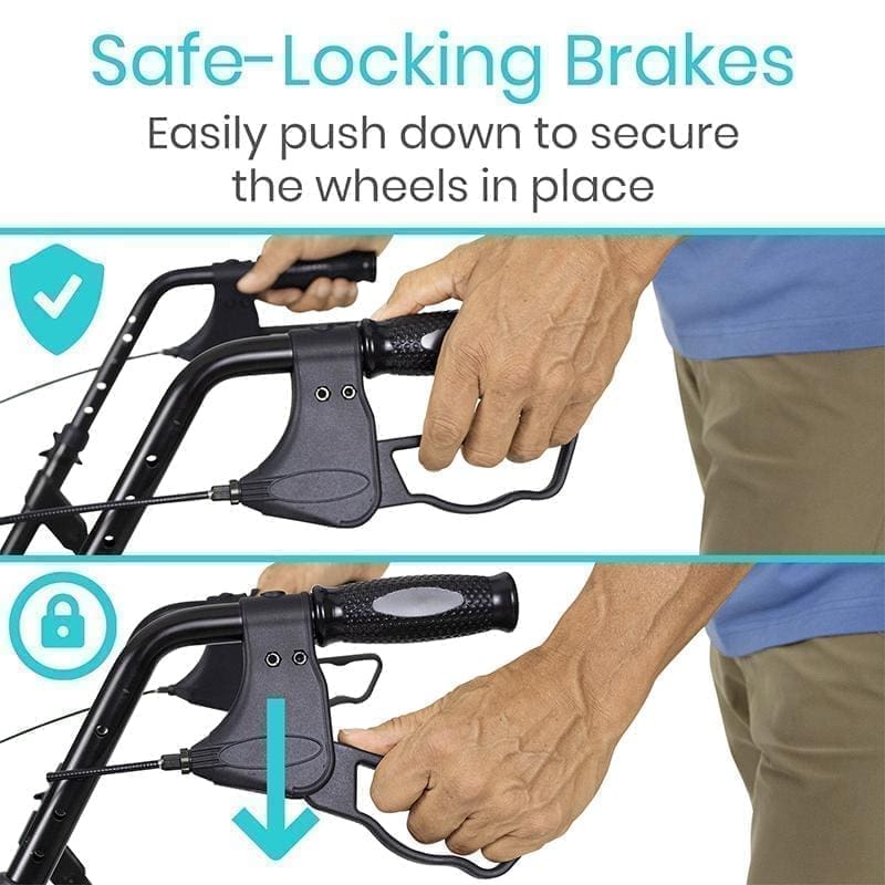 A man is holding onto the handle bars of his bike.