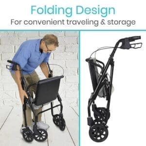 A man is using the folding design for traveling and storage.