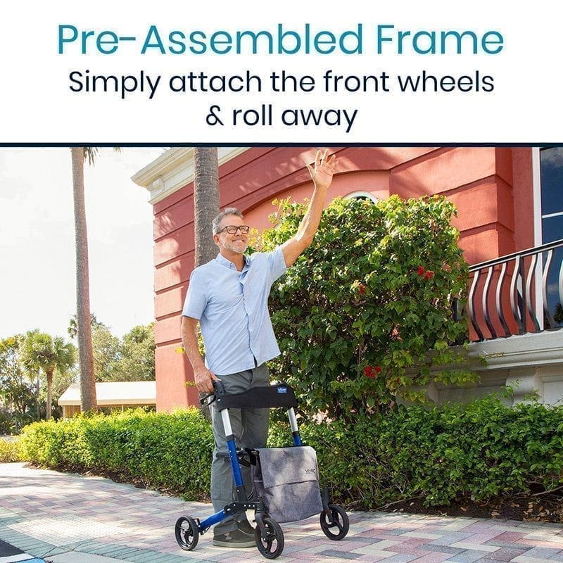 A man riding a scooter on the sidewalk.