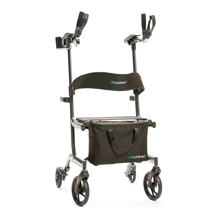 A walker with wheels and seat attached to it.