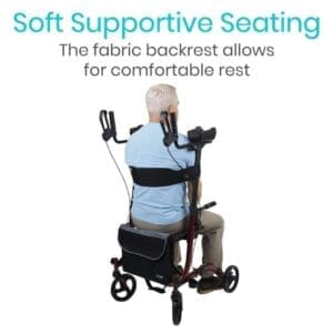 A man in a chair with the words soft supportive seating.