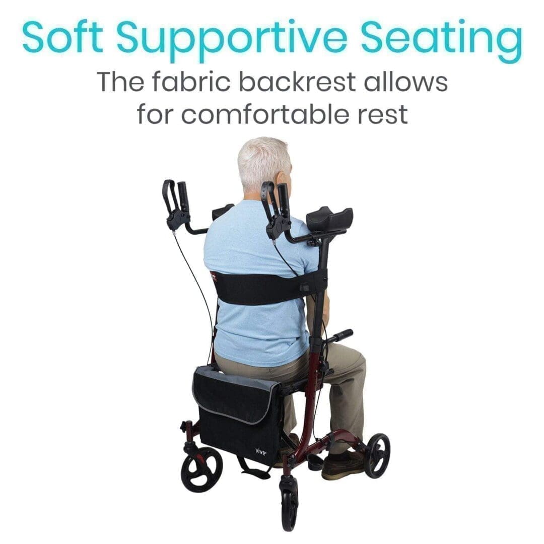 A man in a chair with the words soft supportive seating.