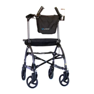A walker with wheels and seat attached to it.