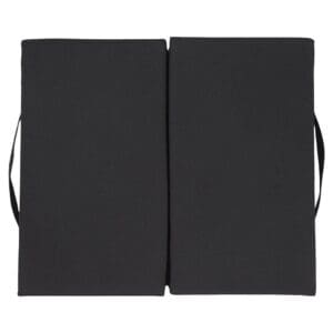A black book with two covers on top of it.