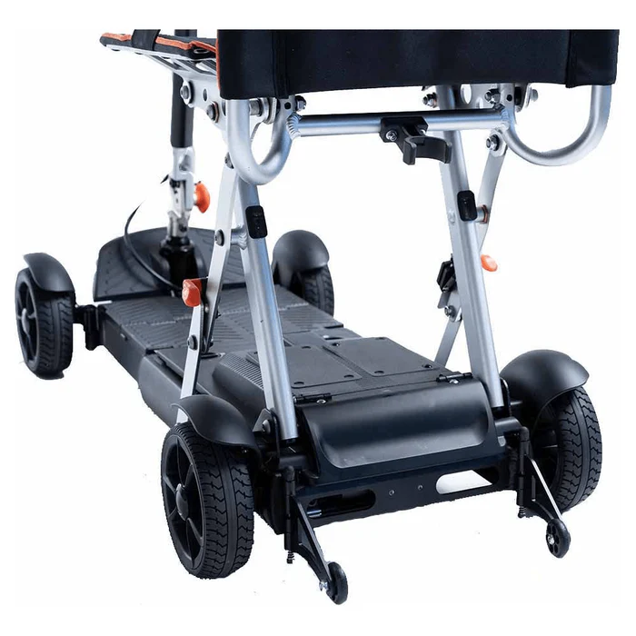 Electric scooter with large wheels and sturdy frame.