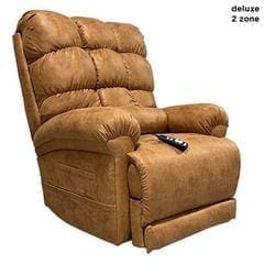 Brown deluxe recliner chair with remote control.