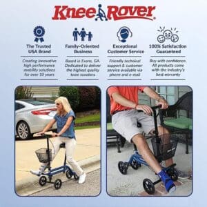 A man using a KneeRover mobility aid to move comfortably without heavy lifting.