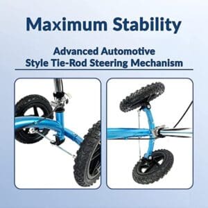 Illustration showing advanced automotive style tie-rod steering mechanism for maximum stability.