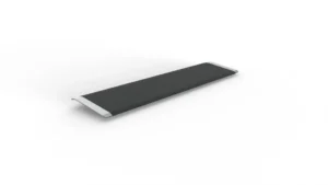 A sleek, modern black rectangular bench with white ends.