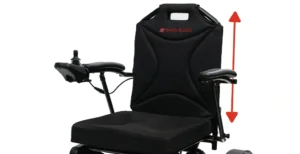 Black memory foam chair cushion with back support for wheelchair.