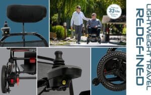 Electric wheelchair with advanced controls and versatile design.
