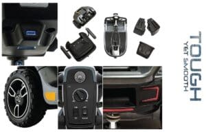 Various black plastic and metal automotive interior parts.