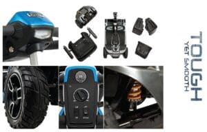 Car suspension kit with shock absorbers and control units.