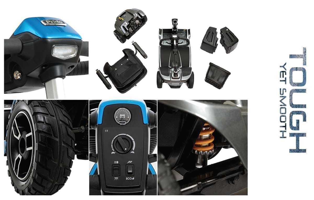 Car suspension kit with shock absorbers and control units.