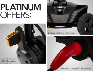 Close-up images showcasing exclusive EZ Turn and Change360 technologies on a vehicle.