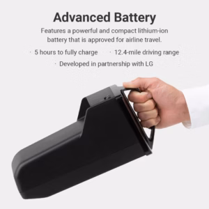 Portable advanced battery with a handle, LED, and long range.
