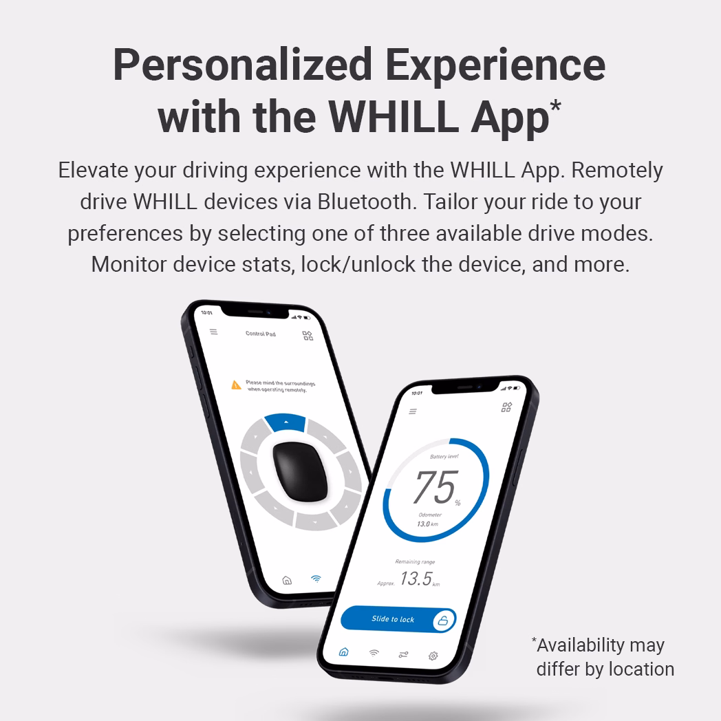 WHILL App offers personalized remote control for WHILL devices via smartphone.