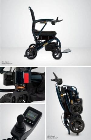 Compact foldable electric bike shown in multiple angles, highlighting design and features.